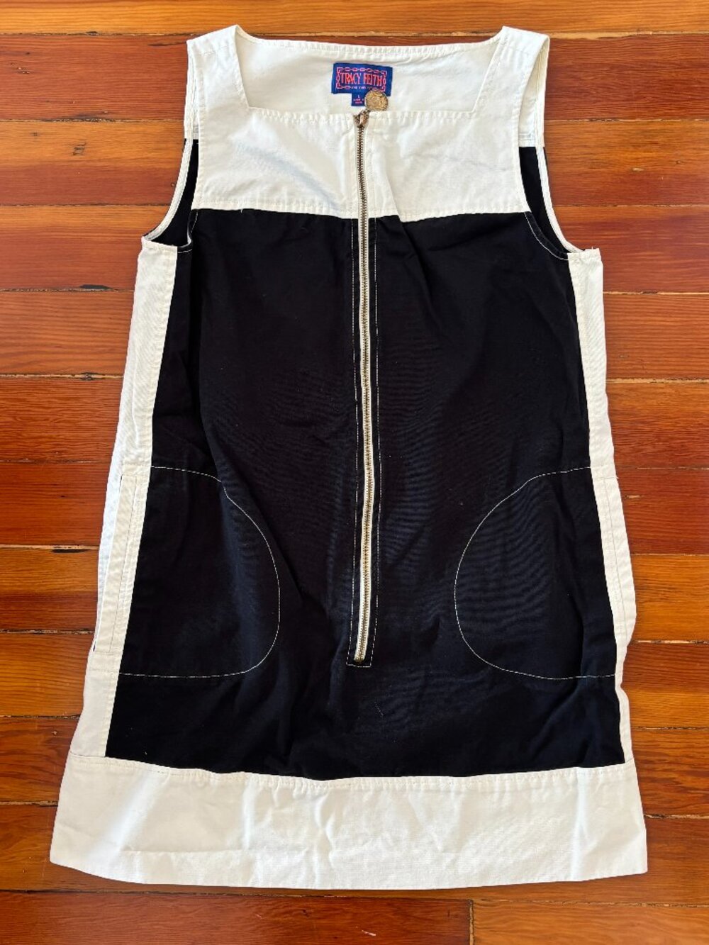 100% Cotton Vintage Tracy Feith for Target Mod Colorblock Shift Dress Zip LARGE